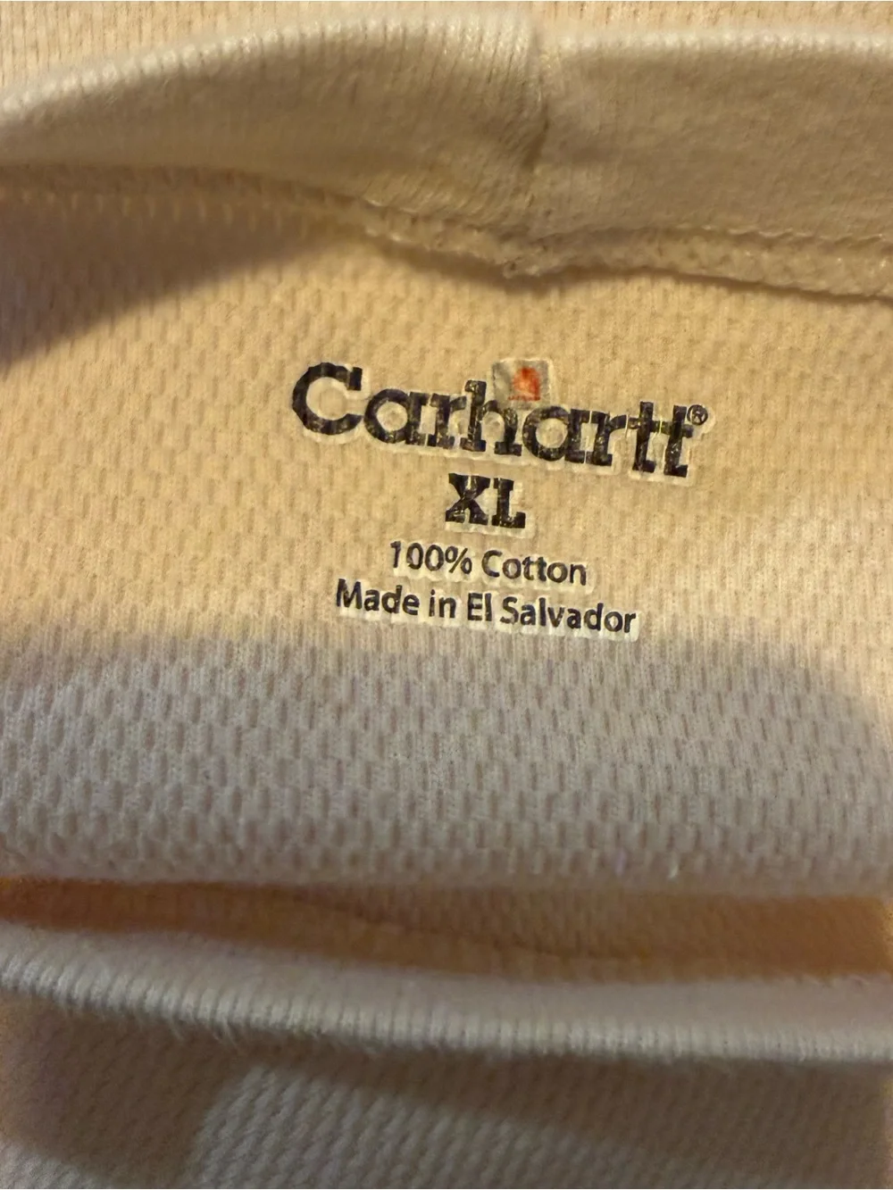 Carhartt Mens XL Natural Waffle Knit Thermal Long Sleeve Shirt Cotton Casual